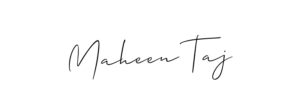 Use a signature maker to create a handwritten signature online. With this signature software, you can design (Allison_Script) your own signature for name Maheen Taj. Maheen Taj signature style 2 images and pictures png