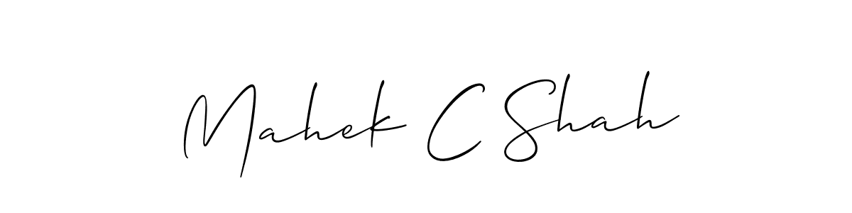 The best way (Allison_Script) to make a short signature is to pick only two or three words in your name. The name Mahek C Shah include a total of six letters. For converting this name. Mahek C Shah signature style 2 images and pictures png