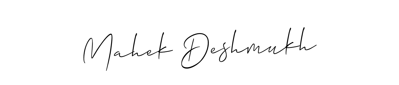 This is the best signature style for the Mahek Deshmukh name. Also you like these signature font (Allison_Script). Mix name signature. Mahek Deshmukh signature style 2 images and pictures png