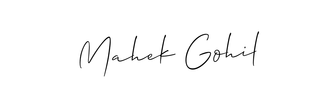 Use a signature maker to create a handwritten signature online. With this signature software, you can design (Allison_Script) your own signature for name Mahek Gohil. Mahek Gohil signature style 2 images and pictures png