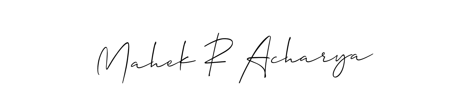 Make a beautiful signature design for name Mahek R Acharya. With this signature (Allison_Script) style, you can create a handwritten signature for free. Mahek R Acharya signature style 2 images and pictures png