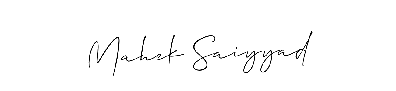 How to make Mahek Saiyyad signature? Allison_Script is a professional autograph style. Create handwritten signature for Mahek Saiyyad name. Mahek Saiyyad signature style 2 images and pictures png