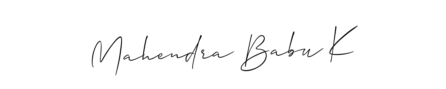 It looks lik you need a new signature style for name Mahendra Babu K. Design unique handwritten (Allison_Script) signature with our free signature maker in just a few clicks. Mahendra Babu K signature style 2 images and pictures png
