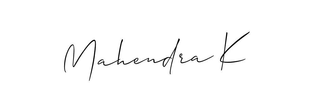 Use a signature maker to create a handwritten signature online. With this signature software, you can design (Allison_Script) your own signature for name Mahendra K. Mahendra K signature style 2 images and pictures png