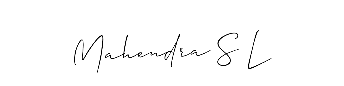 Use a signature maker to create a handwritten signature online. With this signature software, you can design (Allison_Script) your own signature for name Mahendra S L. Mahendra S L signature style 2 images and pictures png