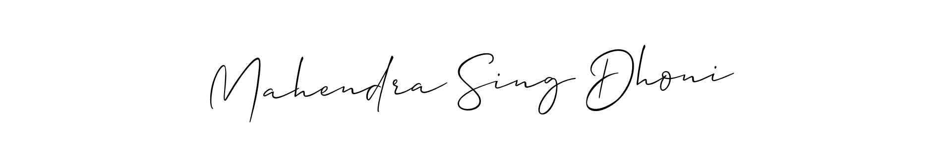 How to make Mahendra Sing Dhoni name signature. Use Allison_Script style for creating short signs online. This is the latest handwritten sign. Mahendra Sing Dhoni signature style 2 images and pictures png