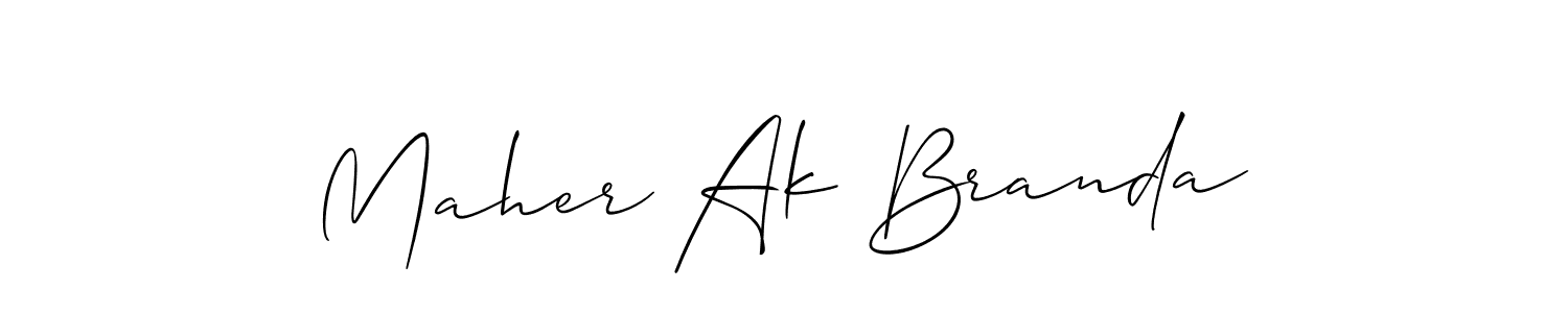 The best way (Allison_Script) to make a short signature is to pick only two or three words in your name. The name Maher Ak Branda include a total of six letters. For converting this name. Maher Ak Branda signature style 2 images and pictures png