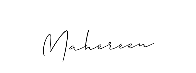 Design your own signature with our free online signature maker. With this signature software, you can create a handwritten (Allison_Script) signature for name Mahereen. Mahereen signature style 2 images and pictures png