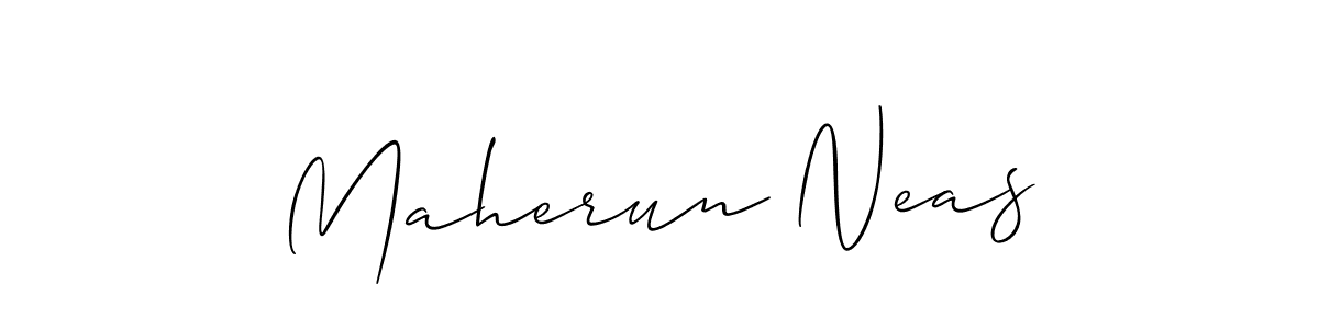 Create a beautiful signature design for name Maherun Neas. With this signature (Allison_Script) fonts, you can make a handwritten signature for free. Maherun Neas signature style 2 images and pictures png