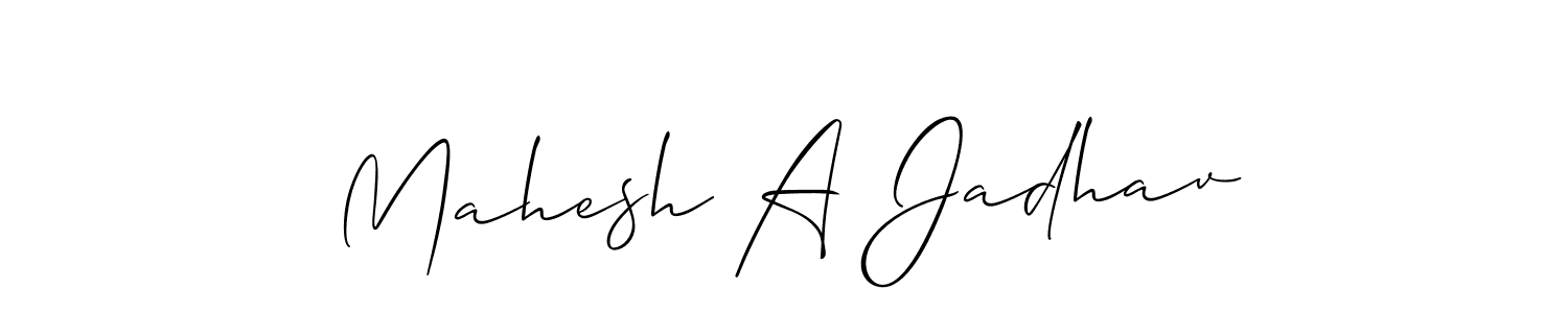 How to make Mahesh A Jadhav name signature. Use Allison_Script style for creating short signs online. This is the latest handwritten sign. Mahesh A Jadhav signature style 2 images and pictures png