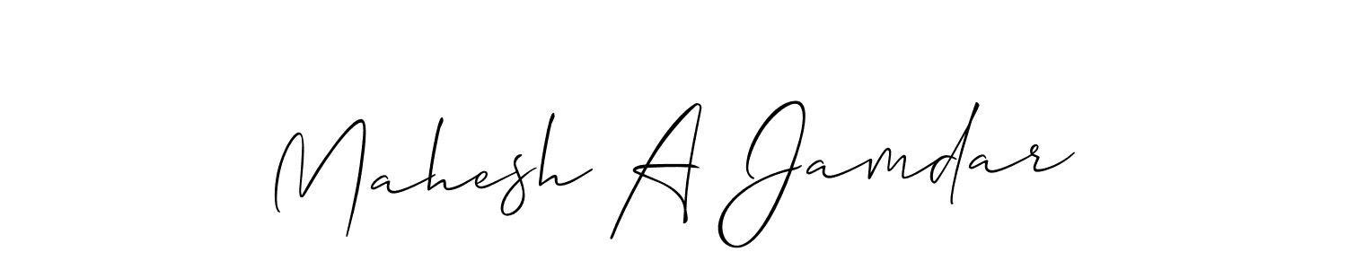 Allison_Script is a professional signature style that is perfect for those who want to add a touch of class to their signature. It is also a great choice for those who want to make their signature more unique. Get Mahesh A Jamdar name to fancy signature for free. Mahesh A Jamdar signature style 2 images and pictures png