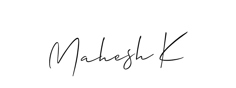 Make a beautiful signature design for name Mahesh K. With this signature (Allison_Script) style, you can create a handwritten signature for free. Mahesh K signature style 2 images and pictures png