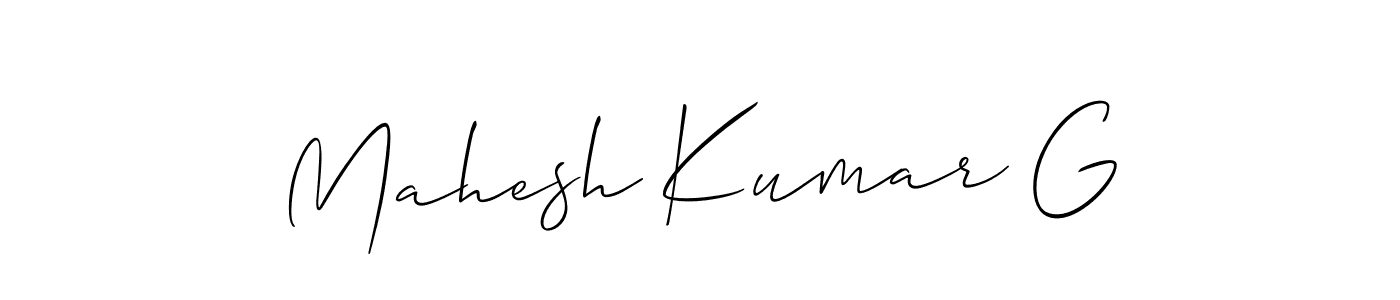 How to make Mahesh Kumar G name signature. Use Allison_Script style for creating short signs online. This is the latest handwritten sign. Mahesh Kumar G signature style 2 images and pictures png