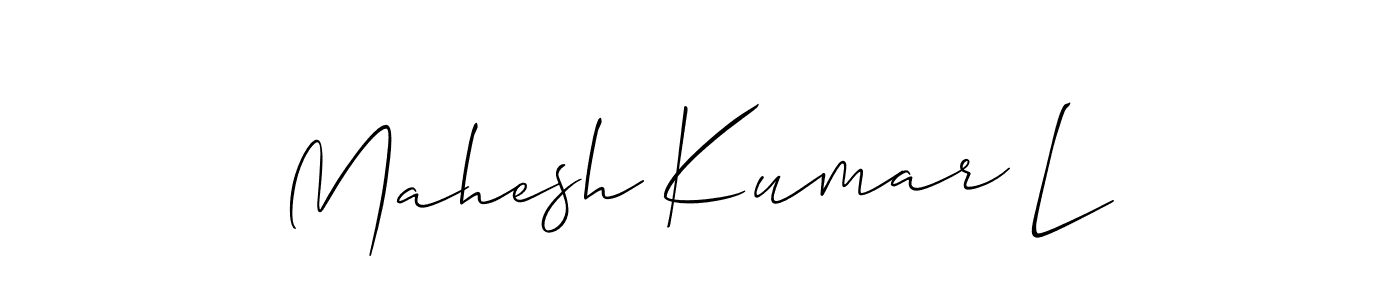 You should practise on your own different ways (Allison_Script) to write your name (Mahesh Kumar L) in signature. don't let someone else do it for you. Mahesh Kumar L signature style 2 images and pictures png