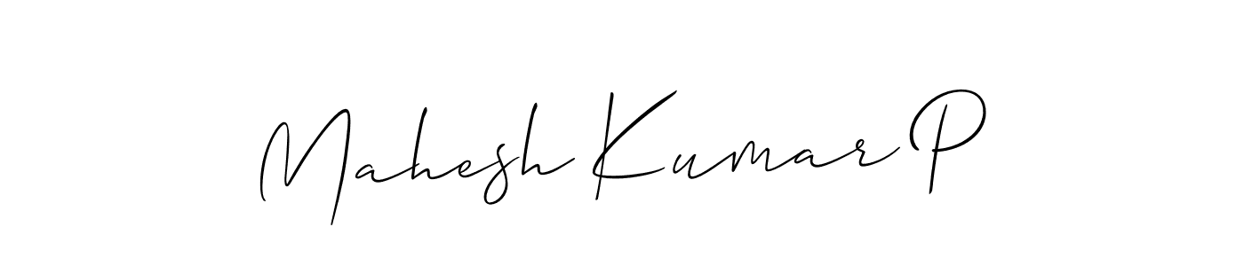 How to make Mahesh Kumar P name signature. Use Allison_Script style for creating short signs online. This is the latest handwritten sign. Mahesh Kumar P signature style 2 images and pictures png