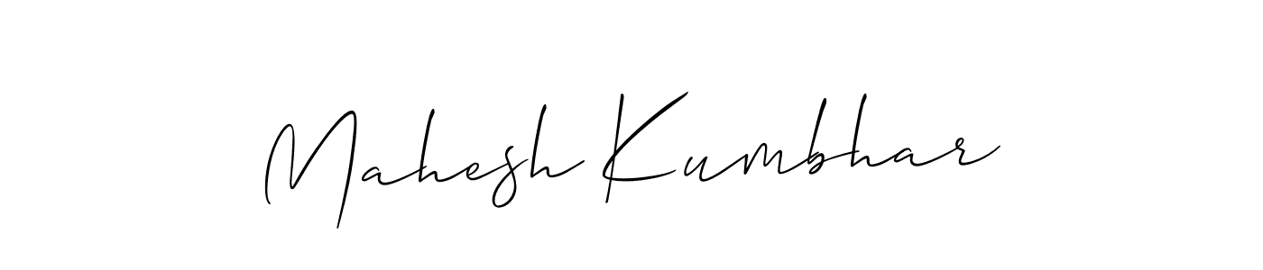 Allison_Script is a professional signature style that is perfect for those who want to add a touch of class to their signature. It is also a great choice for those who want to make their signature more unique. Get Mahesh Kumbhar name to fancy signature for free. Mahesh Kumbhar signature style 2 images and pictures png