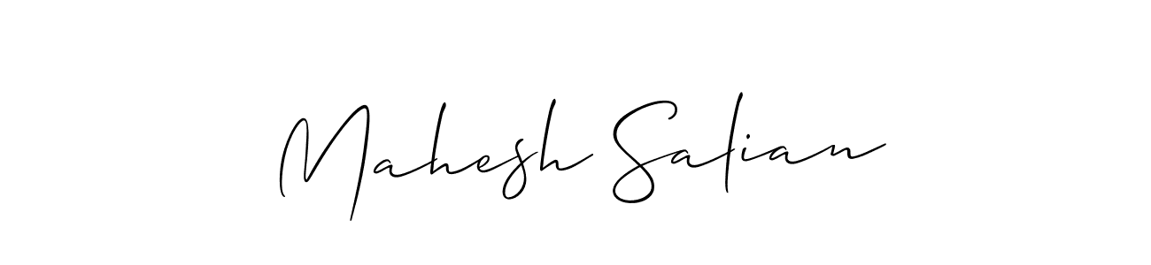 Create a beautiful signature design for name Mahesh Salian. With this signature (Allison_Script) fonts, you can make a handwritten signature for free. Mahesh Salian signature style 2 images and pictures png