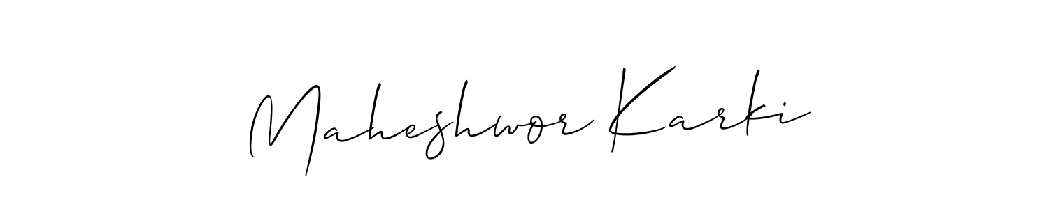 Allison_Script is a professional signature style that is perfect for those who want to add a touch of class to their signature. It is also a great choice for those who want to make their signature more unique. Get Maheshwor Karki name to fancy signature for free. Maheshwor Karki signature style 2 images and pictures png