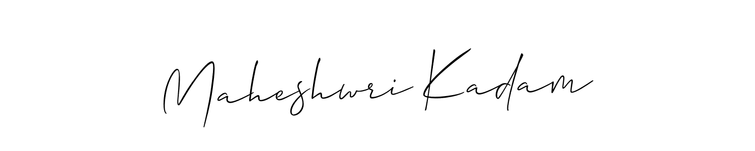 Allison_Script is a professional signature style that is perfect for those who want to add a touch of class to their signature. It is also a great choice for those who want to make their signature more unique. Get Maheshwri Kadam name to fancy signature for free. Maheshwri Kadam signature style 2 images and pictures png