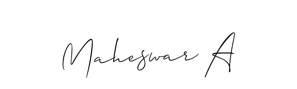 Make a short Maheswar A signature style. Manage your documents anywhere anytime using Allison_Script. Create and add eSignatures, submit forms, share and send files easily. Maheswar A signature style 2 images and pictures png