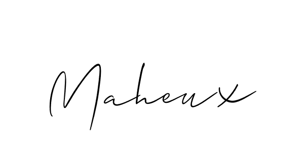 The best way (Allison_Script) to make a short signature is to pick only two or three words in your name. The name Maheux include a total of six letters. For converting this name. Maheux signature style 2 images and pictures png