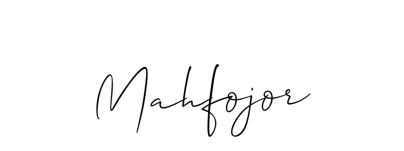 Use a signature maker to create a handwritten signature online. With this signature software, you can design (Allison_Script) your own signature for name Mahfojor. Mahfojor signature style 2 images and pictures png