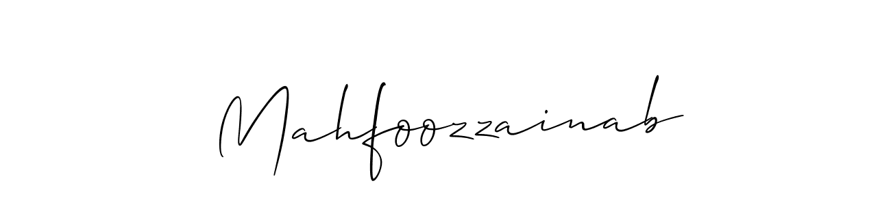 How to make Mahfoozzainab signature? Allison_Script is a professional autograph style. Create handwritten signature for Mahfoozzainab name. Mahfoozzainab signature style 2 images and pictures png
