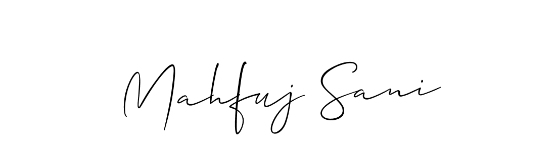 You should practise on your own different ways (Allison_Script) to write your name (Mahfuj Sani) in signature. don't let someone else do it for you. Mahfuj Sani signature style 2 images and pictures png
