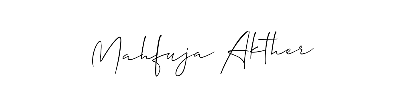 Create a beautiful signature design for name Mahfuja Akther. With this signature (Allison_Script) fonts, you can make a handwritten signature for free. Mahfuja Akther signature style 2 images and pictures png