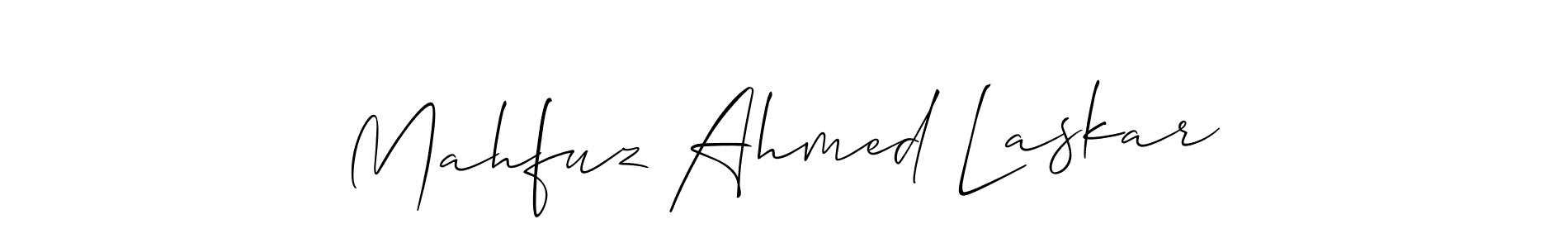 How to make Mahfuz Ahmed Laskar name signature. Use Allison_Script style for creating short signs online. This is the latest handwritten sign. Mahfuz Ahmed Laskar signature style 2 images and pictures png