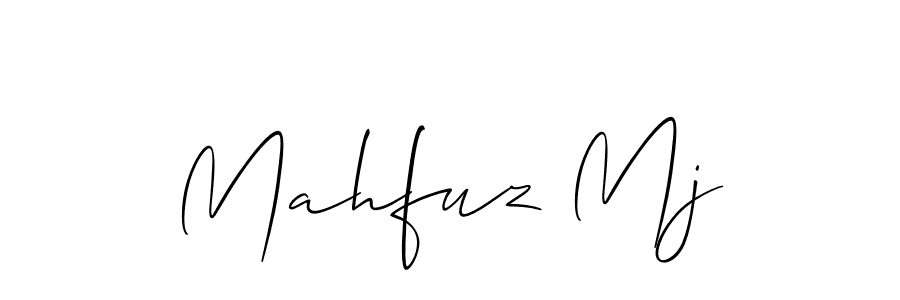 How to make Mahfuz Mj name signature. Use Allison_Script style for creating short signs online. This is the latest handwritten sign. Mahfuz Mj signature style 2 images and pictures png