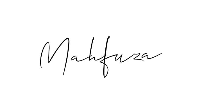 Design your own signature with our free online signature maker. With this signature software, you can create a handwritten (Allison_Script) signature for name Mahfuza. Mahfuza signature style 2 images and pictures png