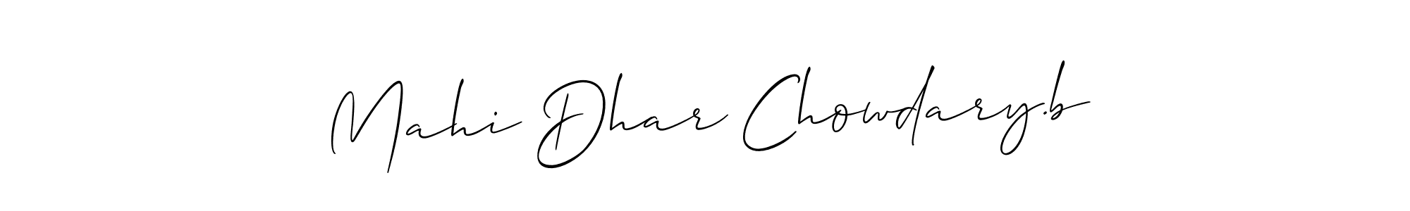 Use a signature maker to create a handwritten signature online. With this signature software, you can design (Allison_Script) your own signature for name Mahi Dhar Chowdary.b. Mahi Dhar Chowdary.b signature style 2 images and pictures png