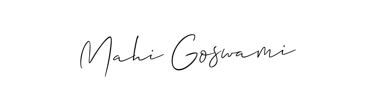 Allison_Script is a professional signature style that is perfect for those who want to add a touch of class to their signature. It is also a great choice for those who want to make their signature more unique. Get Mahi Goswami name to fancy signature for free. Mahi Goswami signature style 2 images and pictures png