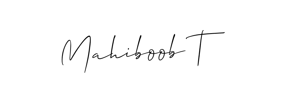 Make a short Mahiboob T signature style. Manage your documents anywhere anytime using Allison_Script. Create and add eSignatures, submit forms, share and send files easily. Mahiboob T signature style 2 images and pictures png