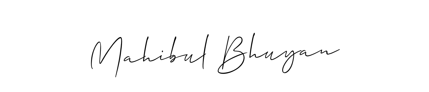 The best way (Allison_Script) to make a short signature is to pick only two or three words in your name. The name Mahibul Bhuyan include a total of six letters. For converting this name. Mahibul Bhuyan signature style 2 images and pictures png