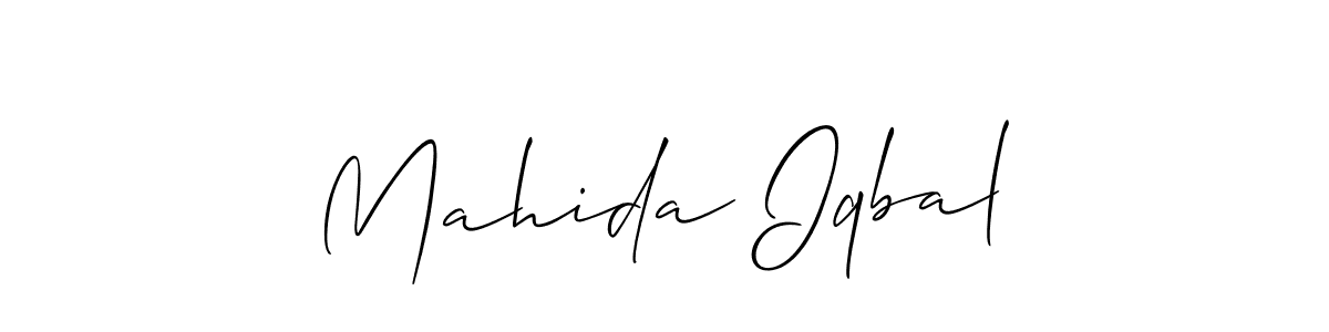 You should practise on your own different ways (Allison_Script) to write your name (Mahida Iqbal) in signature. don't let someone else do it for you. Mahida Iqbal signature style 2 images and pictures png