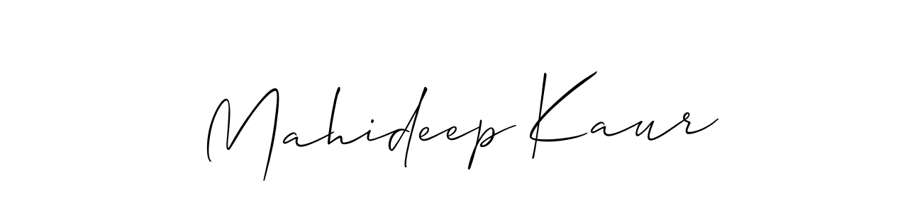 Design your own signature with our free online signature maker. With this signature software, you can create a handwritten (Allison_Script) signature for name Mahideep Kaur. Mahideep Kaur signature style 2 images and pictures png