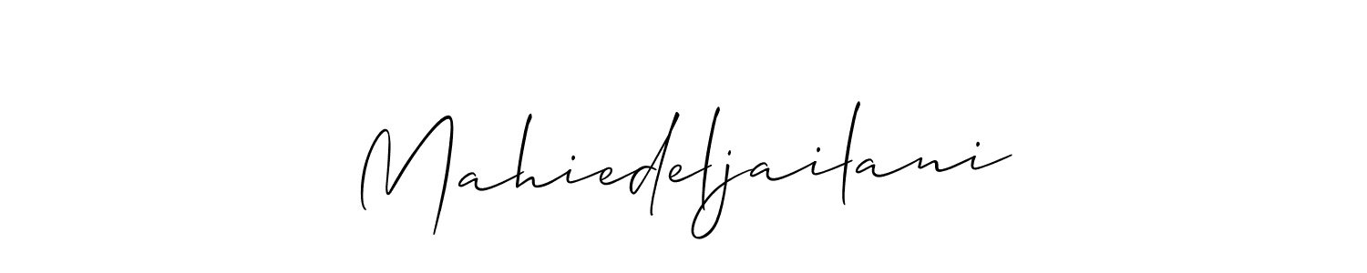 Use a signature maker to create a handwritten signature online. With this signature software, you can design (Allison_Script) your own signature for name Mahiedeljailani. Mahiedeljailani signature style 2 images and pictures png