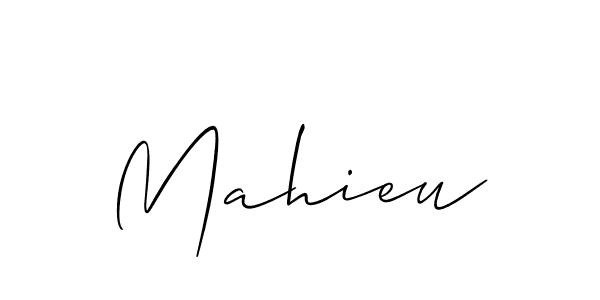 Use a signature maker to create a handwritten signature online. With this signature software, you can design (Allison_Script) your own signature for name Mahieu. Mahieu signature style 2 images and pictures png