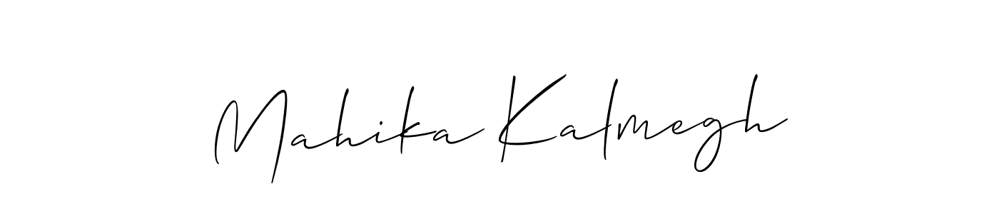 The best way (Allison_Script) to make a short signature is to pick only two or three words in your name. The name Mahika Kalmegh include a total of six letters. For converting this name. Mahika Kalmegh signature style 2 images and pictures png