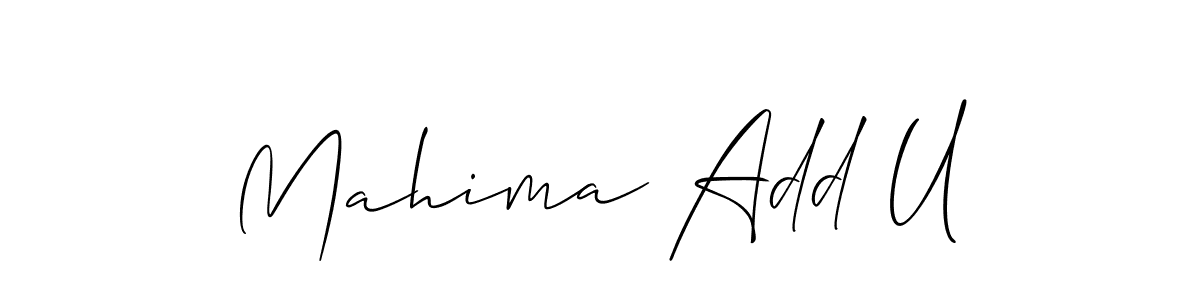 Allison_Script is a professional signature style that is perfect for those who want to add a touch of class to their signature. It is also a great choice for those who want to make their signature more unique. Get Mahima Add U name to fancy signature for free. Mahima Add U signature style 2 images and pictures png