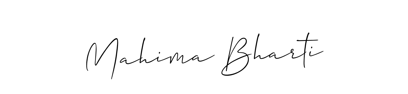 How to make Mahima Bharti name signature. Use Allison_Script style for creating short signs online. This is the latest handwritten sign. Mahima Bharti signature style 2 images and pictures png