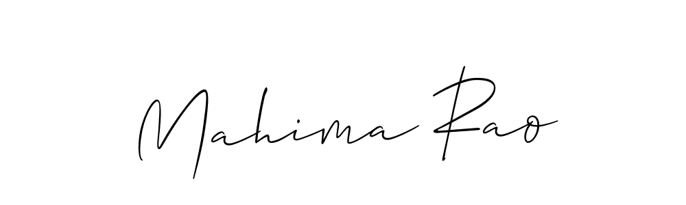 The best way (Allison_Script) to make a short signature is to pick only two or three words in your name. The name Mahima Rao include a total of six letters. For converting this name. Mahima Rao signature style 2 images and pictures png