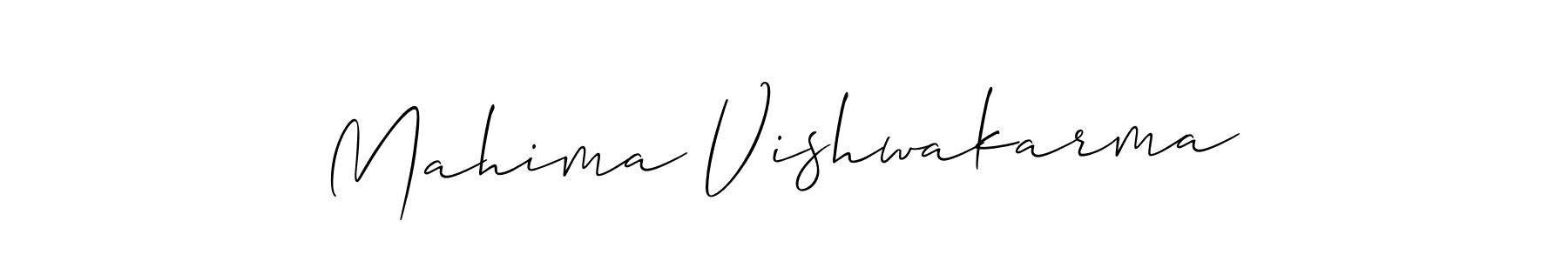 Allison_Script is a professional signature style that is perfect for those who want to add a touch of class to their signature. It is also a great choice for those who want to make their signature more unique. Get Mahima Vishwakarma name to fancy signature for free. Mahima Vishwakarma signature style 2 images and pictures png