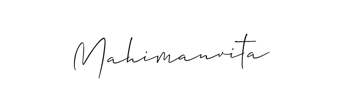 Allison_Script is a professional signature style that is perfect for those who want to add a touch of class to their signature. It is also a great choice for those who want to make their signature more unique. Get Mahimanvita name to fancy signature for free. Mahimanvita signature style 2 images and pictures png