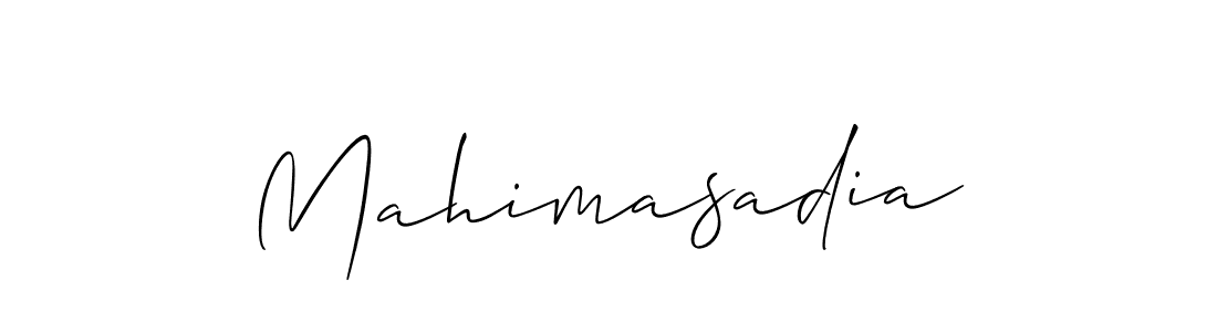 Allison_Script is a professional signature style that is perfect for those who want to add a touch of class to their signature. It is also a great choice for those who want to make their signature more unique. Get Mahimasadia name to fancy signature for free. Mahimasadia signature style 2 images and pictures png