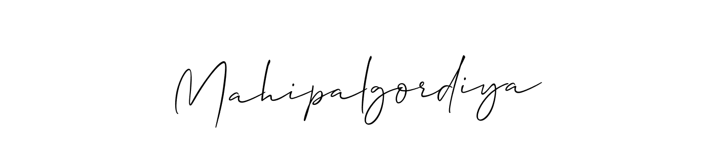 Create a beautiful signature design for name Mahipalgordiya. With this signature (Allison_Script) fonts, you can make a handwritten signature for free. Mahipalgordiya signature style 2 images and pictures png
