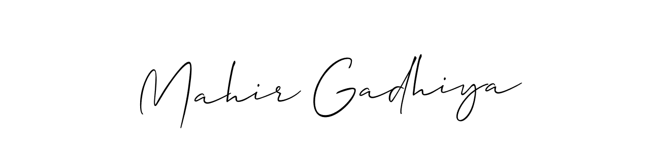 Also You can easily find your signature by using the search form. We will create Mahir Gadhiya name handwritten signature images for you free of cost using Allison_Script sign style. Mahir Gadhiya signature style 2 images and pictures png