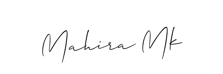 Create a beautiful signature design for name Mahira Mk. With this signature (Allison_Script) fonts, you can make a handwritten signature for free. Mahira Mk signature style 2 images and pictures png